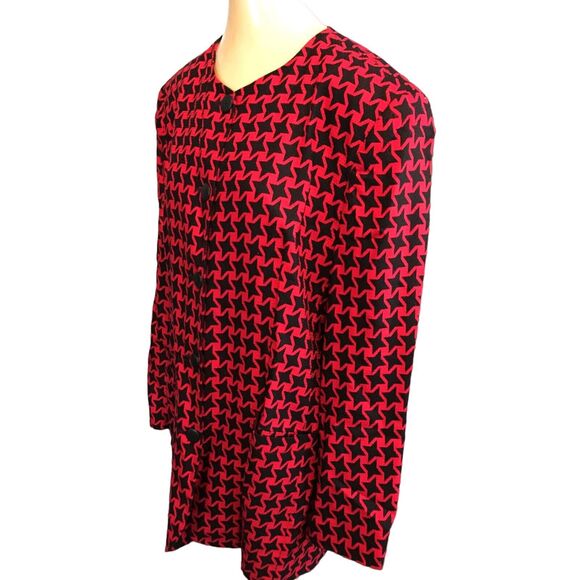 80s 90s Vintage Black and Red Star Suit Jacket by Jacqueline Ferrer Size 14 - Picture 6 of 7